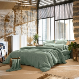 Housse de Couette 260 x 240 cm - Double Gaze de Coton 125g/m² - Gaïa Eucalyptus