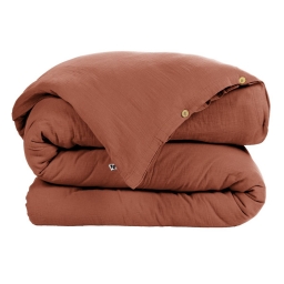 Housse de couette 260 x 240 cm double gaze de coton Gaïa Brique