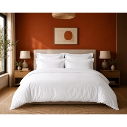 Housse de Couette 260 x 240  cm Prestige 120 Fils/cm&sup2; Satin de Coton Blanc