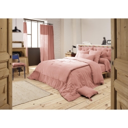 Housse de couette 280 x 240 cm King Size - Double gaze - MILA Rose p&ecirc;che