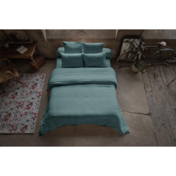 Housse de couette double gaze de coton 260 x 240 cm canard (blue) Bleu
