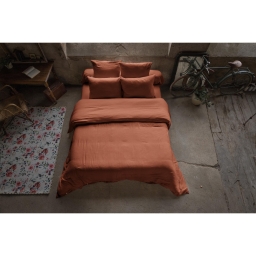 Housse de couette double gaze de coton 260 x 240 cm terracotta (orange) Orange