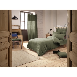 Housse de couette double gaze de coton Luxe 140 x 200 cm Gaia Romarin
