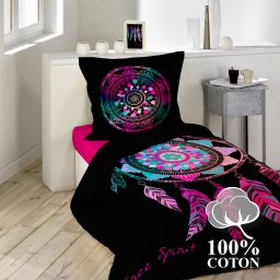 Housse de couette enfant 140 x 200 cm  coton + 1 taie d’oreiller Porte bonheur
