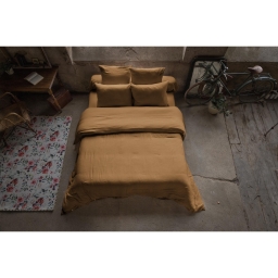 Housse de couette gaze de coton 260 x 240 cm gaia camel Marron