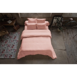 Housse de couette gaze de coton Luxe 260 x 240 cm Rose pêche
