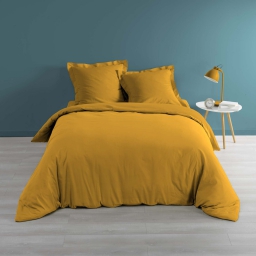 Housse de couette percale de coton luxe 220 x 240  cm Jaune ocre