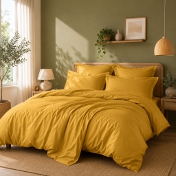 Housse de couette  Percale de coton peign&eacute; 80 fils/cm&sup2;- 260 x 240 cm - Mangue