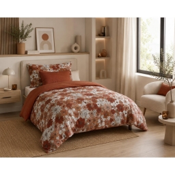 Housse de Couette R&eacute;versible 140 x 200 cm Double Gaze de Coton 125 g/m&sup2; Alba Terracotta