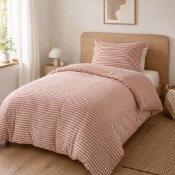 Housse de couette r&eacute;versible 140 x 200 cm gaze de coton Livia Abricot