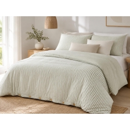 Housse de Couette R&eacute;versible 200 x 200 cm Double Gaze de Coton 125 g/m&sup2; Livia Eucalyptus