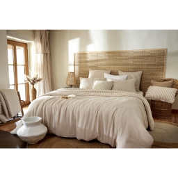 Housse de Couette R&eacute;versible 240 x 220 cm Double Gaze de Coton 125 g/m&sup2; Livia Ficelle
