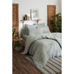 Housse de couette réversible 240 x 220 cm Gaze de coton tissée teinte GAÏA MATCH Eucalyptus