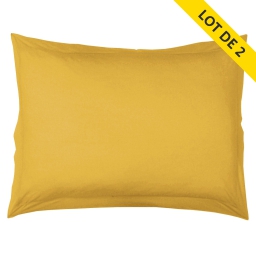 Lot 2 taies d'oreiller volant plat 50x70 uni 57 fils lina  + pt bourdon Miel
