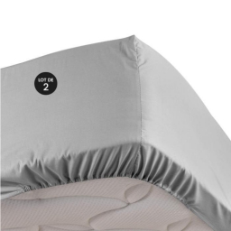 Lot de 2 Draps housse 100% percale ultra doux 180 x 200 cm 78 fils bonnet 30 cm
