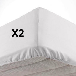 Lot de 2 Draps housse bonnet 30 cm 2 personnes 140 x 190 cm microfibre Oscar Blanc