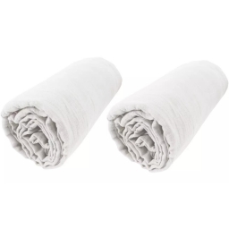 Lot de 2 Draps housse bonnet 30 cm double gaze de coton 140 x 190 cm Blanc