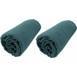 Lot de 2 Draps housse bonnet 30 cm double gaze de coton 140 x 190 cm canard