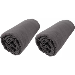 lot de 2 Draps housse luxe double gaze de coton 140 x 190 x 30 cm Nuit douce Anthracite