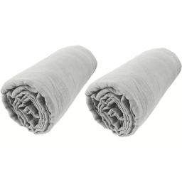 lot de 2 Draps housse luxe double gaze de coton 140 x 190 x 30 cm Nuit douce Gris