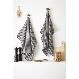 lot de 2 essuie-mains 50 x 70 cm gaze de coton tissée teinte vickie truffe