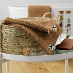 Lot de 2 gants 15 x 21 cm éponge unie garance camel Marron