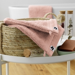 Lot de 2 gants 15 x 21 cm éponge unie garance rose poudré Rose