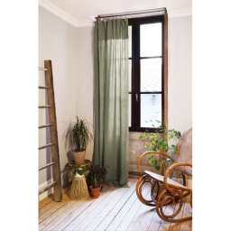 Lot de 2 rideaux 140 x 300 cm réglables double gaze de coton Romarin