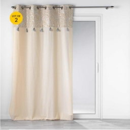 Lot de 2 rideaux à œillets 140 x 240 cm en polycoton - Modèle Solea Argent
