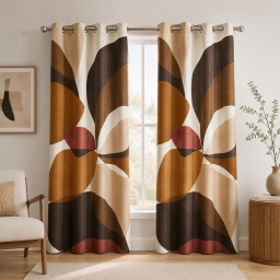 Lot de 2 rideaux &agrave; &oelig;illets 140 x 260 cm coton/polyester imprim&eacute; MOUNA