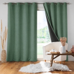 Lot de 2 rideaux &agrave; &oelig;illets 140 x 260 cm isolants doublure polaire JUPITER C&egrave;dre
