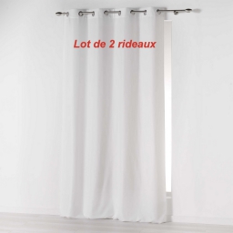 Lot de 2 rideaux a oeillets 140 x 260 cm microfibre unie absolu Blanc
