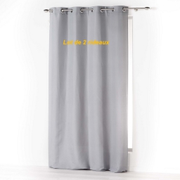 Lot de 2 rideaux a oeillets 140 x 260 cm microfibre unie absolu Gris