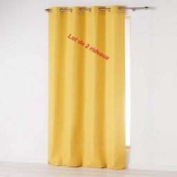 Lot de 2 rideaux a oeillets 140 x 260 cm microfibre unie absolu Moutarde