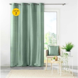 Lot de 2 rideaux effet soie 140 x 240 cm Shana Sauge
