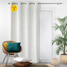 Lot de 2 Rideaux occutant 140 x 240 cm en velours relief Analia Naturel
