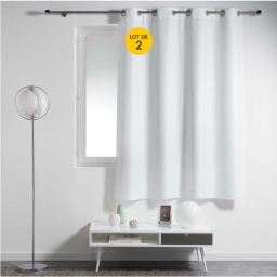 Lot de 2 rideaux spécial petites fenêtres 140 x 180 cm Essentiel Blanc