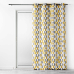 Lot de 2 rideaux  tamisant a oeillets 140 x 260 cm polyester Palpito Jaune/Blanc