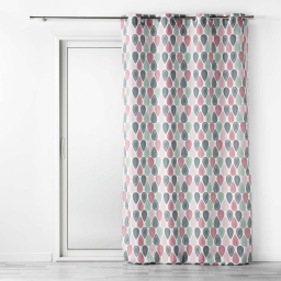 Lot de 2 rideaux tamisant a oeillets L140 x H260 cm polyester Palpito Rose/Vert