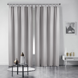 Lot de 2 rideaux unis à passants 140 x 260 cm polyester Essentiel Gris
