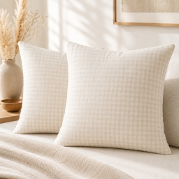 Lot de 2 Taies d'Oreiller 60 x 60 cm Double Gaze de Coton VICKIE Pampa