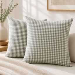 Lot de 2 Taies d'Oreiller 60 x 60 cm Double Gaze de Coton VICKIE Romarin