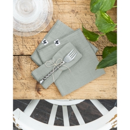 lot de 3 serviettes 40 x 40 cm gaze de coton unie gaïa eucalyptus