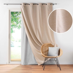 Lot de 4 Rideaux &agrave; Oeillets avec Doublure Amovible (140 x 260 cm) Coverline Beige, Thermiques & 100% Occultant