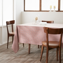 Nappe rectangle 150 x 250 cm Gaze de coton tiss&eacute;e teinte VICKIE Terracotta