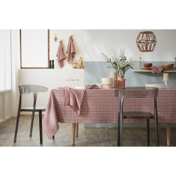 Nappe rectangle 150 x 350 cm Gaze de coton tiss&eacute;e teinte VICKIE Terracotta