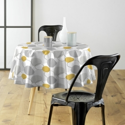 Nappe ronde (0) 160 cm pvc imprime disco Jaune