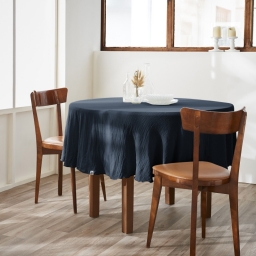 Nappe ronde (0) 180 cm gaze de coton unie gaïa Bleu foncé