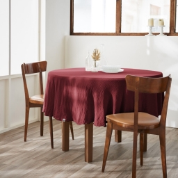 Nappe ronde (0) 180 cm gaze de coton unie gaïa Bordeaux