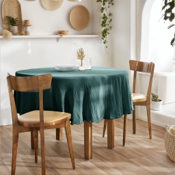Nappe ronde (0) 180 cm gaze de coton unie gaïa canard
